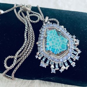 Kendra Scott Iridescent Stone Long Silver Necklace